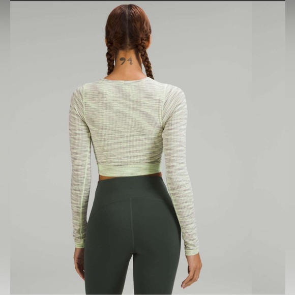 Lululemon Ebb to Street Long Sleeve Shirt Crop Green Purple Size 2 - Picture 3 of 11